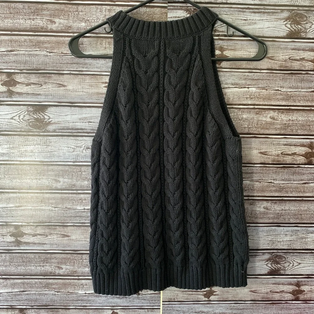 A New Day Women's Sleeveless Cable-Knit Sweater.‎ Size L Black NWT - Picture 2 of 7